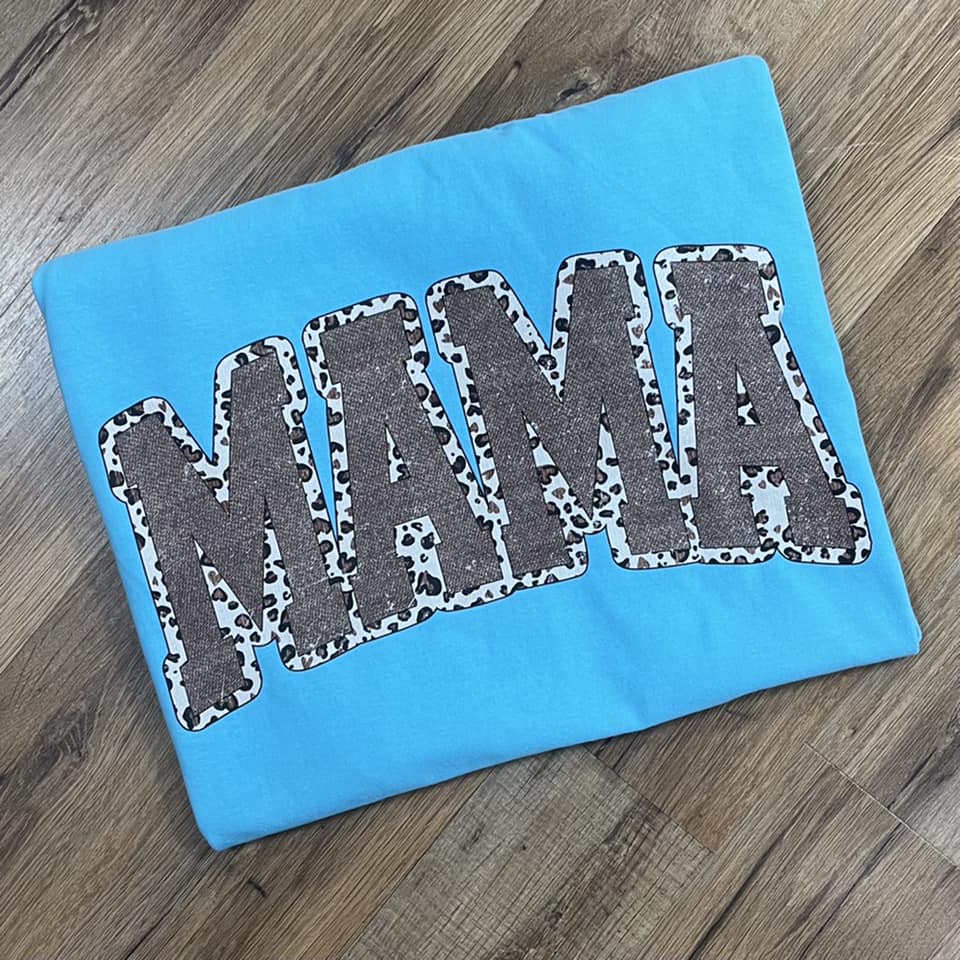 Mama Burlap Leopard Short Sleeve Aqua