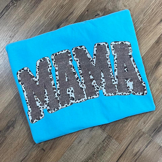 Mama Burlap Leopard Short Sleeve Aqua