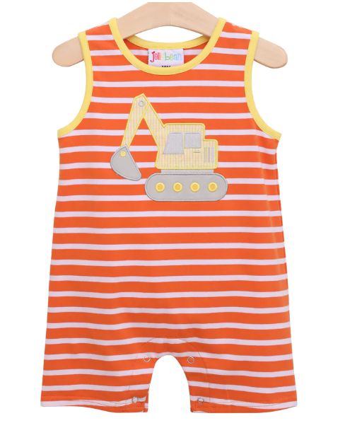 Excavator Applique Romper - Jellybean