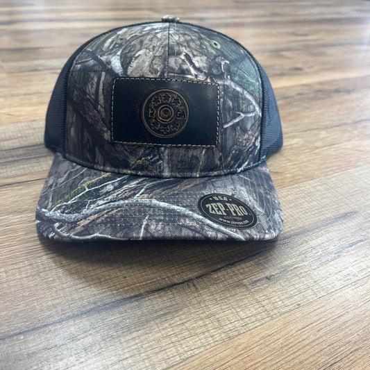 ZEP-PRO Trucker Hat MO Camo/Black Leather Patch Shotgun Shell