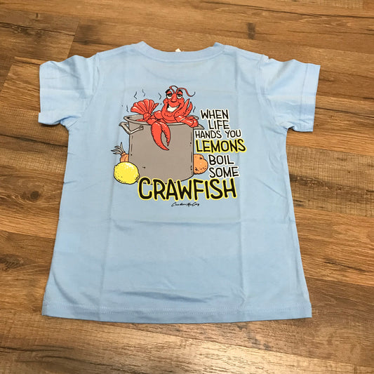 Kids' Crawfish Short Sleeve Pocket Tee- Light Blue