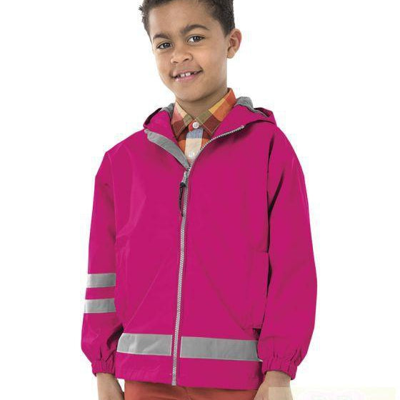 Children's Hot Pink Charles River New Englander Rain Jacket