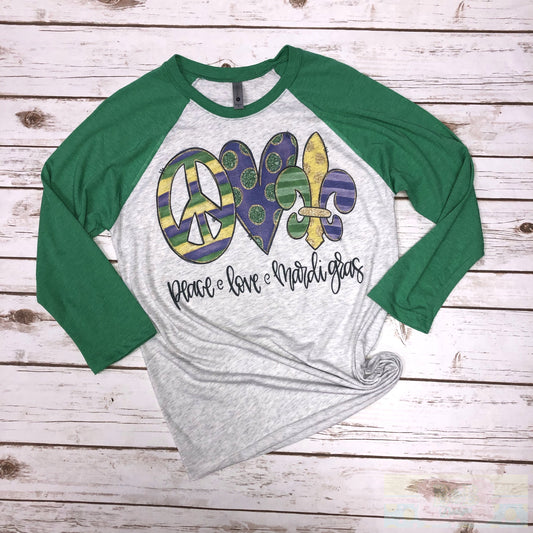 Peace, Love, Mardi Gras Tee