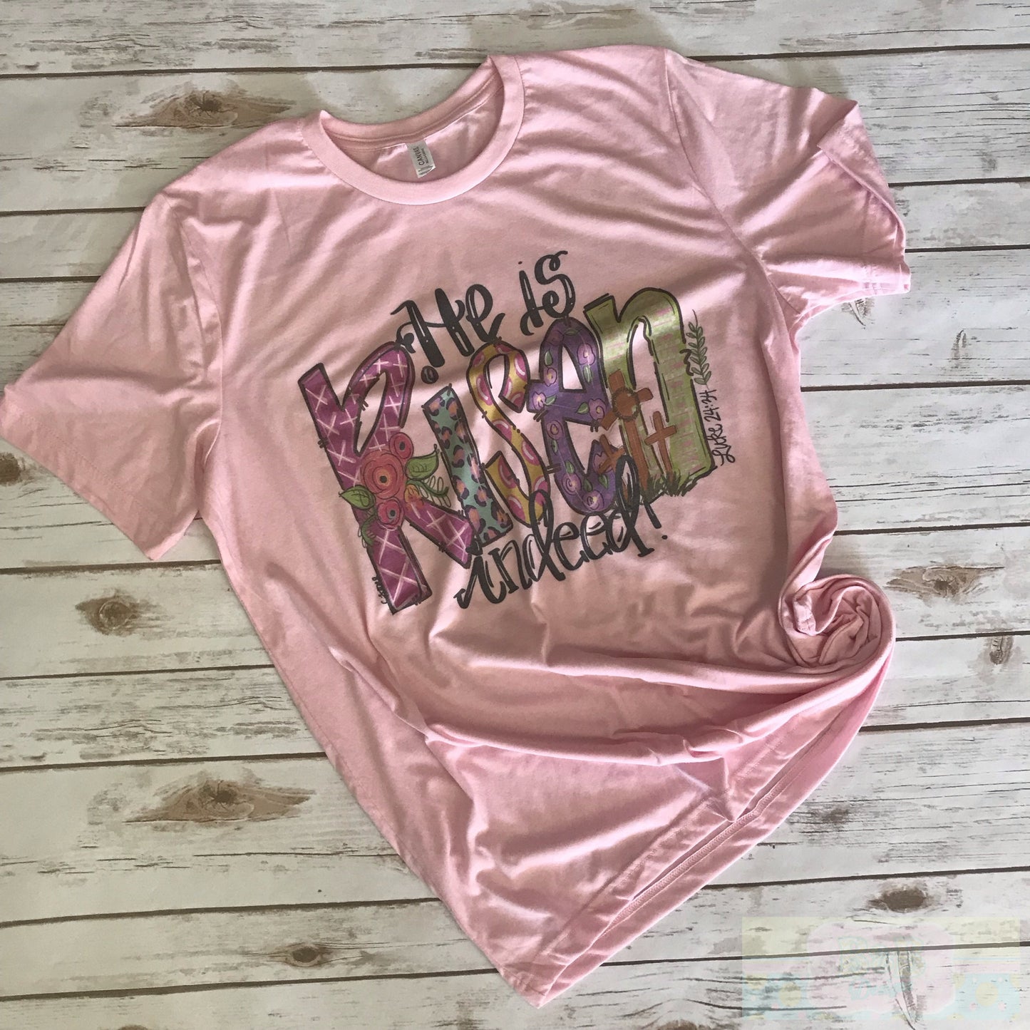 He Is Risen Indeed Pink Short Sleeve T-Shirt