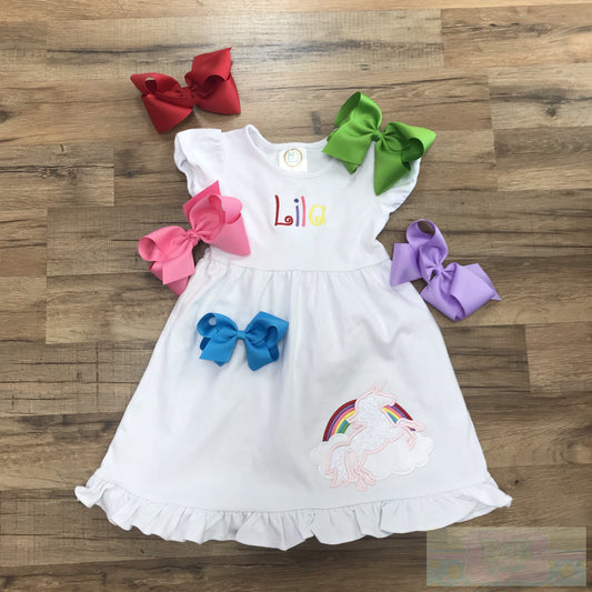 Unicorn and Rainbow Ruffle Dress