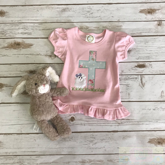 Easter Cross Ruffles Toddler Short Sleeve Shirt