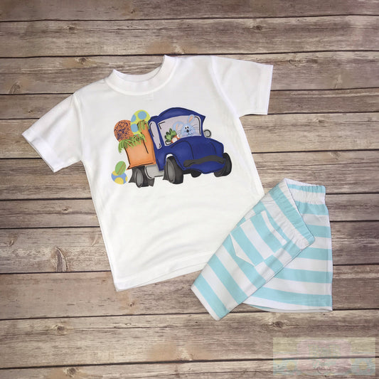 Easter Bunny Dumptruck Short Sleeve T Shirt and Shorts Set